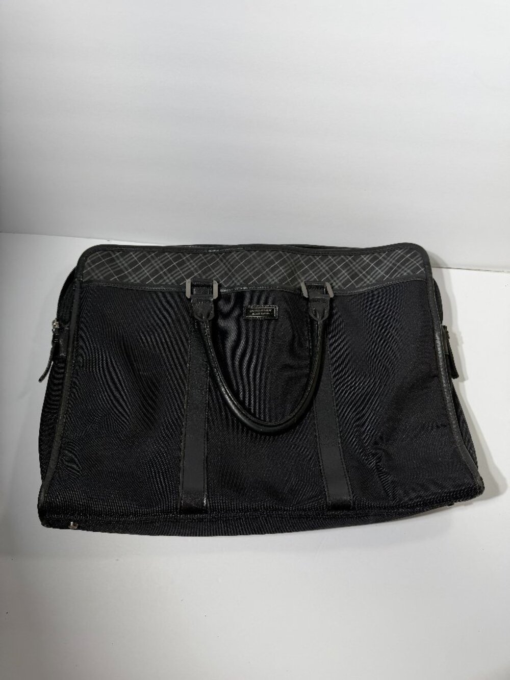 Burberry Black Label Nylon Leather Briefcase Laptop Bag Nova Check